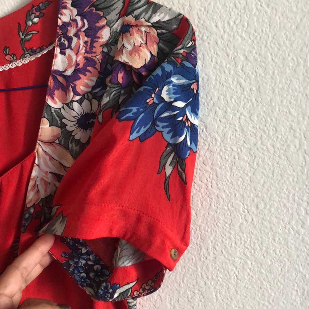Anthropologie Red Floral Mini Dress - Picture 3 of 6